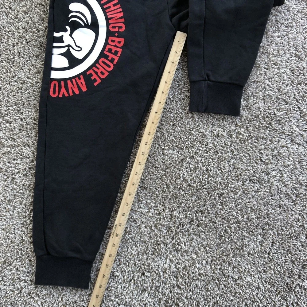 Evisu Heritage Jogger Pants Mens Size Large Black Front Logo Sweatpants Trousers